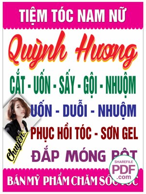 File tranh Biển tiệm tóc nam nữ Quỳnh Hương - phục hồi tóc file PDF & CDR (bản gốc) in lụa 3D