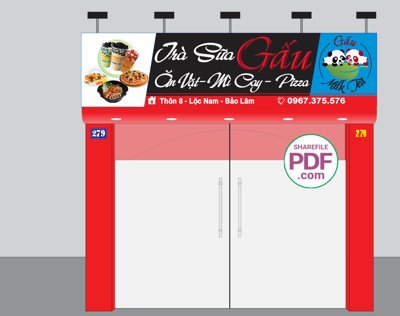 File tranh gốc Biển trà sữa Gấu - Ăn vặt - mỳ cay - Pizza #2 file PDF & CDR (bản quyền) Filetranh.com