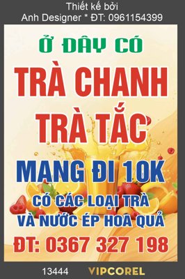 File tranh Biển vẫy ở đây có bán trà chanh trà tắc file corel (gốc) in trên kính