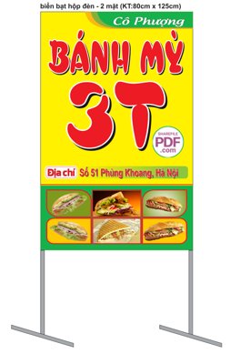 File tranh gốc PSD Biển vẫy Bánh Mỳ 3T file PDF & CDR còn nguyên layer