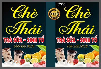 File tranh Biển vẫy Chè Thái - trà sữa - sinh tố file CDR X5 (gốc) chủ đề tĩnh vật