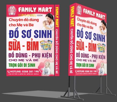 File ảnh Biển vẫy Family mart siêu thị đồ sơ sinh sữa bỉm (gốc) in PP, decal