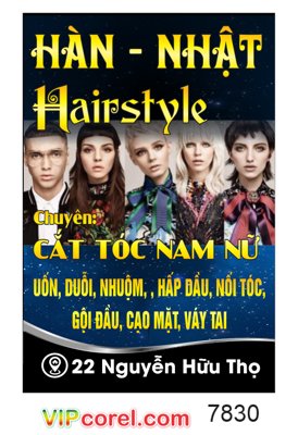File gốc in mica Biển vẫy Hàn Nhật Hairstyle chuyên tóc Nam Nữ file corel chất lượng