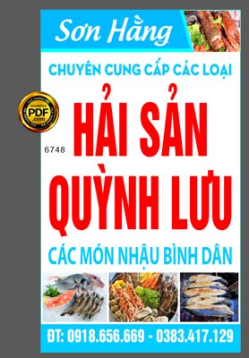 File gốc in tráng gương Biển vẫy Hải Sản Quỳnh Lưu - các món nhậu file corel chi tiết