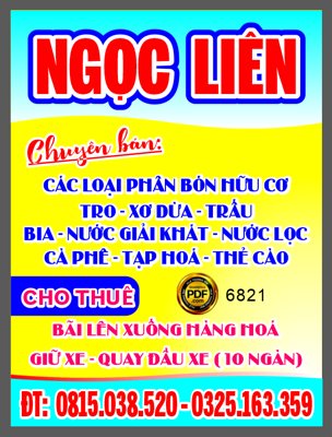 Tải file gốc Biển vẫy Ngọc Liên - chuyên bán các loại phân bón (in không vỡ ảnh)