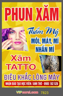 Tải file Biển vẫy Phun xăm thẩm mỹ Anh Thơ file corel (gốc) in nhanh