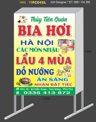 Tải file gốc Biển vẫy QC Bia Hơi Thủy Tiên Quán #2 file corel (in tráng gương) siêu đẹpFile tranh gốc Biển vẫy QC Bia Hơi Thủy Tiên Quán #2 file corel chất lượng cao
