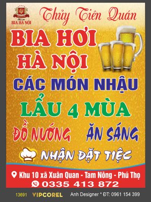 File in trần Biển vẫy QC Bia Hơi Thủy Tiên Quán file corel (bản gốc) mây trời