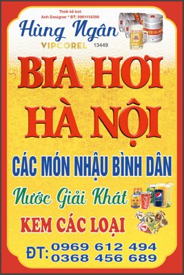 File PSD Biển vẫy QC Hùng Ngân - Bia hơi hà nội file corel (gốc) nhiều lớp (multi-layer)