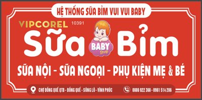 File PSD in ấn Biển vẫy QC sữa bỉm Vui Vui BABY màu đỏ (chất lượng cao)
