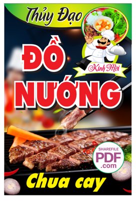 File gốc in ấn Biển vẫy Thủy Đạo - Đồ Nướng file PDF & CDR chuẩn màu CMYK