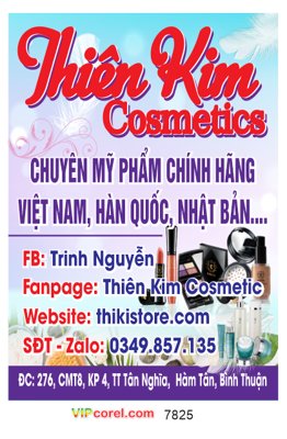 File gốc Biển vẫy Thiên Kim Cosmetics chuyên mỹ phẩm file corel (in ấn) màu sắc trung thực