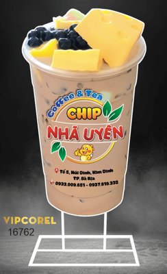 File gốc Biển vẫy Trà sữa Nhã Uyên coffee & Tea file corel (cho in UV) siêu nét