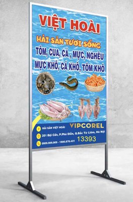 File gốc Biển vẫy hải sản tươi sống Việt Hoài file corel (in tráng gương) ốp tường