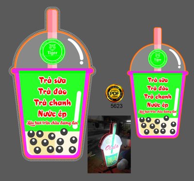 File tranh Biển vẫy ly trà sữa - trà đào - nước ép file corel (bản gốc) trang trí văn phòng