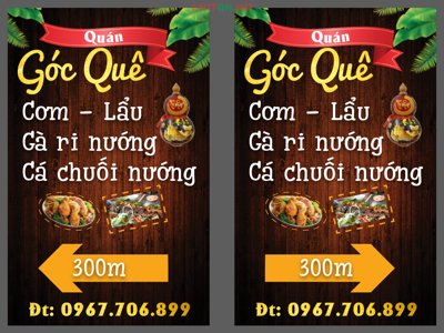 File tranh Biển vẫy quán Góc Quê - Lẩu nướng file Illustrator (gốc) in vải canvas