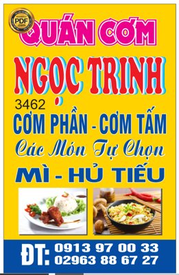 Tải file Biển vẫy quán cơm Ngọc Trinh file Corel (gốc) làm file tranh quảng cáo