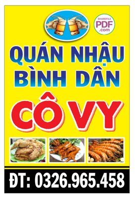 File PSD in ấn Biển vẫy quán nhậu bình dân Cô Vi file PDF & CDR (chất lượng cao)