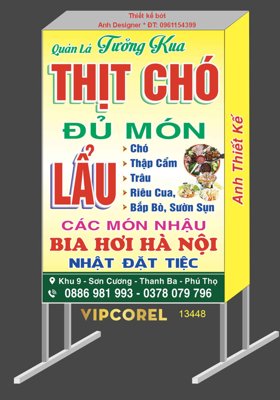 Tải về hình ảnh gốc Biển vẫy quảng cáo Quán Lá Tưởng Kua - Thịt chó sắc nét