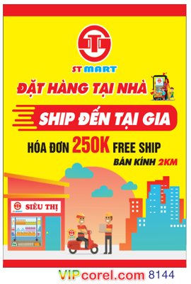 Download file gốc Biển vẫy siêu thị ST mart đặt hàng tại nhà (độ nét cao)
