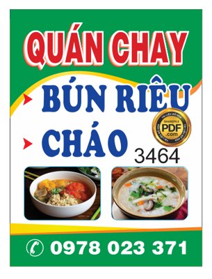 Tải file Biểu vẫy quán Chay - bún riêu - cháo file corel (ảnh gốc) in tranh kính
