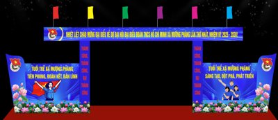 File gốc in tráng gương Cổng chào Đại hội Đoàn TNCS Hồ Chí Minh xã chi tiết