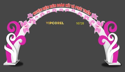 Tải file Cổng chào huyện điện biên Đoàn kết và Phát triển corel (gốc) làm tranh treo tường