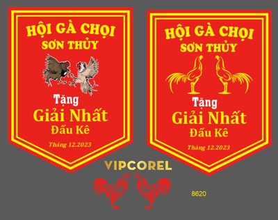 File gốc Cờ lưu niệm Hội gà chọi Sơn Thủy file corel (chủ đề hiện đại) trang trí