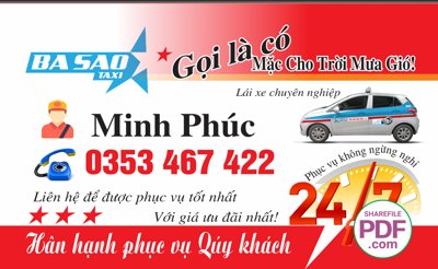 Chi tiết file gốc Card visit Taxi Ba Sao Minh Phúc file PDF & CDR (cho in tráng gương)