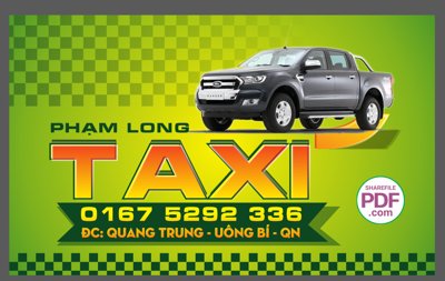 File tranh Card visit Taxi Phạm Long file PDF & CDR (gốc) phong cách tối giản
