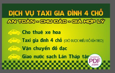 File in ấn Card visit Taxi gia đình 4 chỗ file PDF & CDR chuyên nghiệp