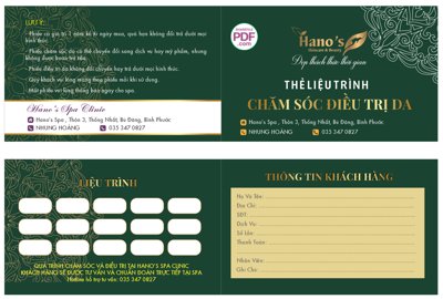 File gốc Card visit Thẻ liệu trình Hano's - chăm sóc điều trị da file PDF & CDR (in tráng gương) sang trọng