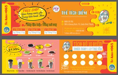 Tải file Card visit Thẻ tích điểm trà sữa file PDF & CDR (gốc) để in ấn ngay