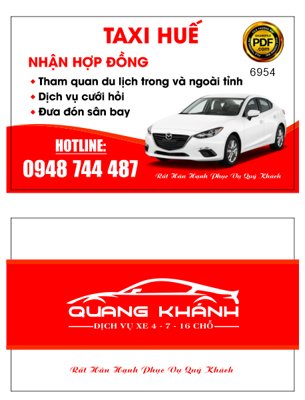Ảnh gốc file in lụa Card visit dịch vụ xe taxi Quang Khánh file corel chi tiết
