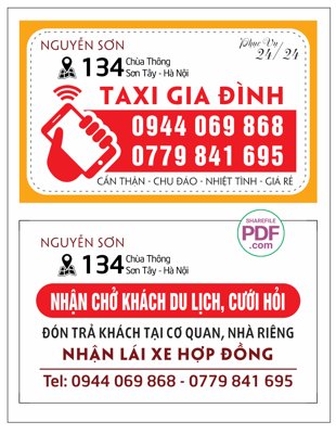 File tranh in tráng gương Card visit visit Nguyễn Sơn - Taxi Gia Đình file PDF & CDR (siêu nét)