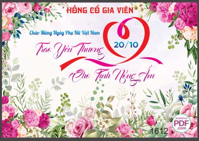 File gốc Chào mừng ngày phụ nữ Việt Nam 20/10 file CDR (in lụa) tranh phong thủy