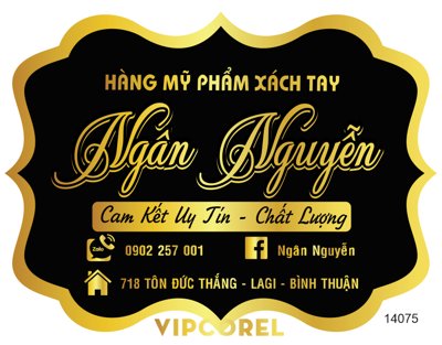File gốc File Corel Bảng tên Hàng Mỹ Phẩm Ngân Nguyễn (ảnh rõ nét) để in