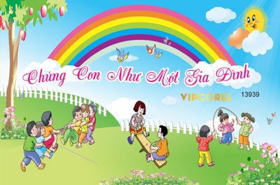 File tranh gốc File corel Chúng con như một gia đình (sắc nét từng chi tiết)