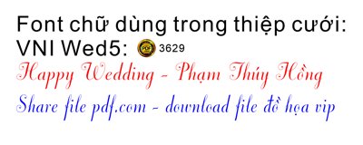 File tranh Font chữ dùng trong đám cưới VNI Wed5 (bản gốc) in lụa dán tường