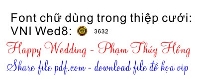File tranh Font chữ dùng trong đám cưới VNI Wed8 (gốc) in film