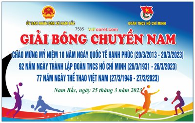 File gốc Giải bóng chuyền nam của đoàn TNCS Hồ Chí Minh (in lụa) họa tiết 3D