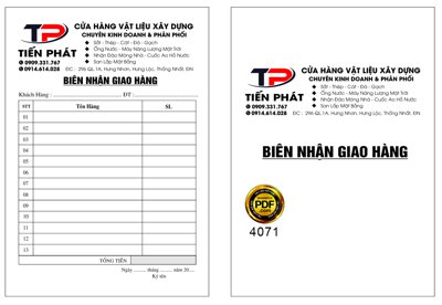 File tranh trang trí Giấy biên nhận giao hàng Tiến Phát file corel (tải file gốc)