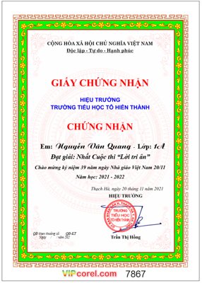 File in ấn chuyên nghiệp Giấy chứng nhận giải nhất cuộc thi "lời tri ân" (file gốc)