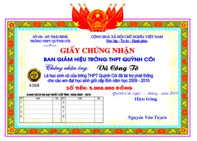File PSD Giấy chứng nhận trường THPT học sinh giỏi cấp tỉnh (bản gốc) độ phân giải cao