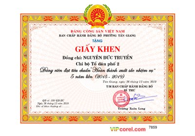 File tranh Giấy khen Đảng viên - đảng bộ phường Tân Giang (ảnh gốc) độ nét vượt trội
