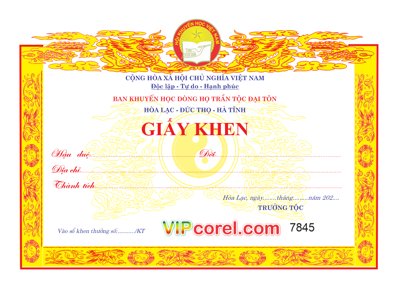 File gốc in mica Giấy khen ban khuyến học dòng họ Trần tộc đại tôn chất lượng