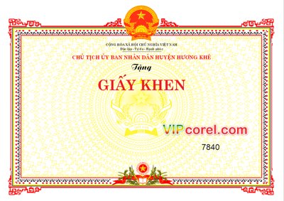 Tải về file gốc Giấy khen của ủy ban nhân dân huyện Hương Khê file corel (chuẩn in ấn)