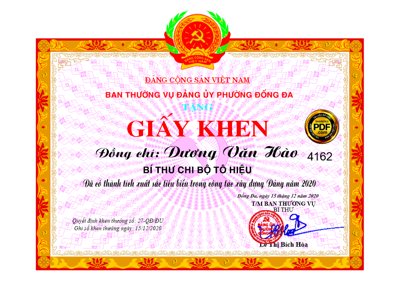 File tranh Giấy khen thành tích xuất sắc trong công tác xây dựng Đảng (gốc) in trên kính