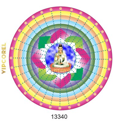 Hình ảnh file gốc in lụa Hình tròn hào quang phật bà vector