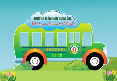 File gốc in ấn Hình xe ô tô hân hoan xe chào đón bé yêu corel độ phân giải cao